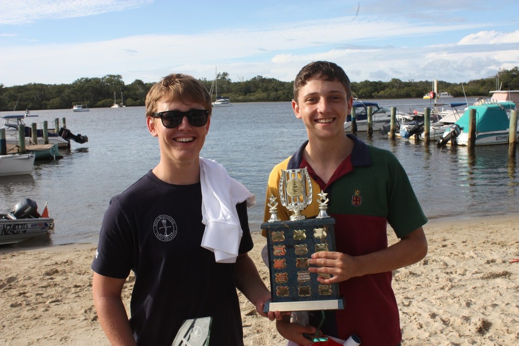 Winners    Liam McKenzie and Elliott Clayton from Sunshine Coast Grammar - Sunshine Coast Inter-school Dinghy Regatta  © Paul Blundell